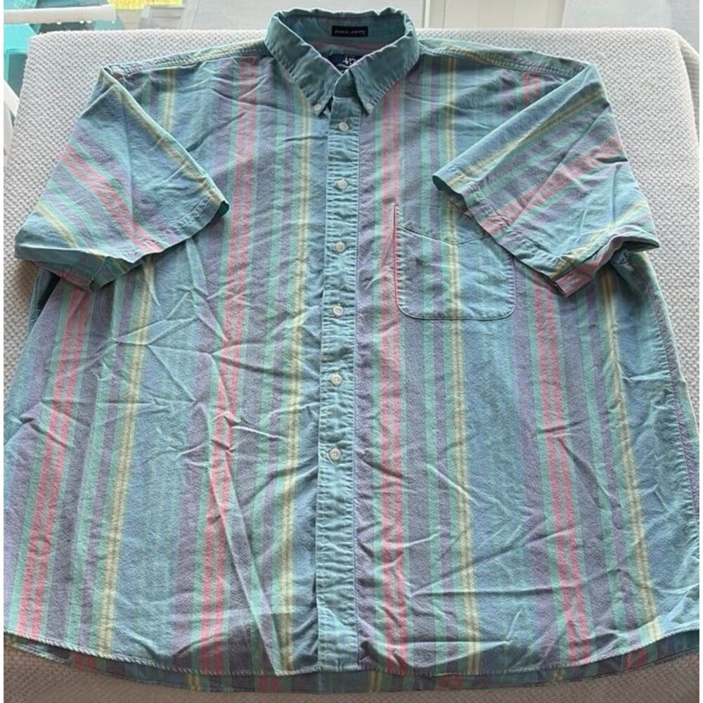 Vintage 417 by Van Heusen Men’s XL Striped Short Sleeve Shirt 100% Cotton